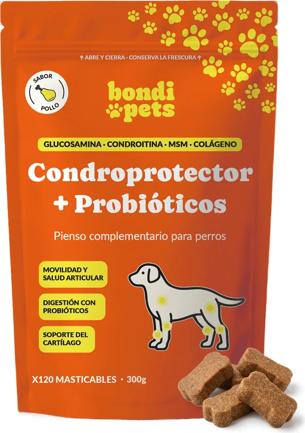 La bolsa real de BondiPets, con sus masticables